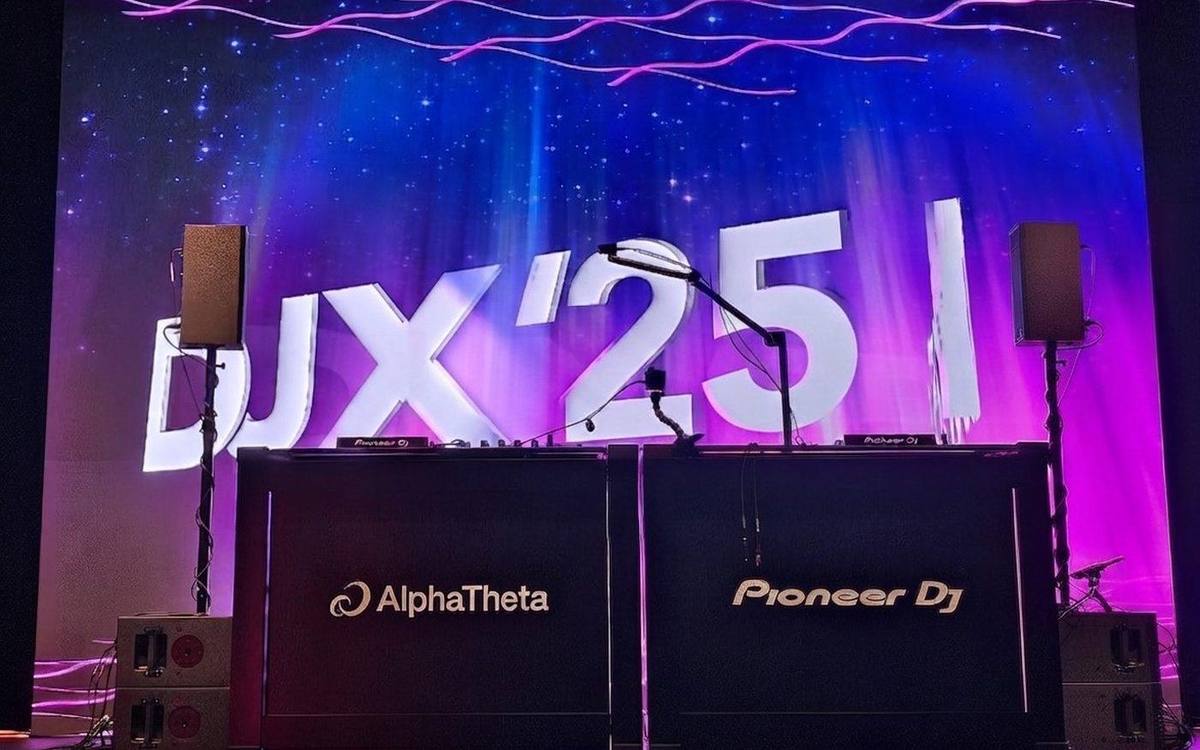 DJX stage with AlphaTheta and Pioneer DJ booths